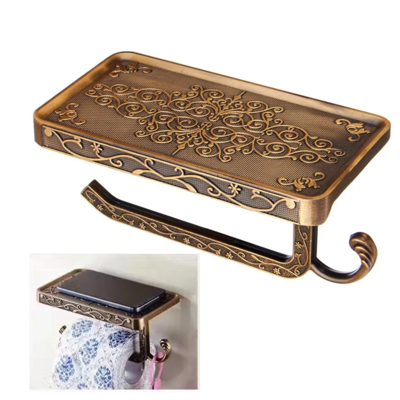 Антикварный резной цинковый сплав Ванная комната Бумага мобильный телефон