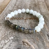 white jade beads strecch bracelet metal bracelet boho chic faceted labradorite strand bracelets
