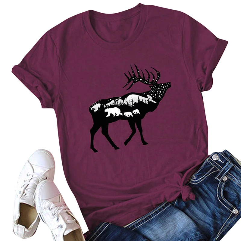 Anself/ модная женская футболка больших размеров летняя с милым животным принтом