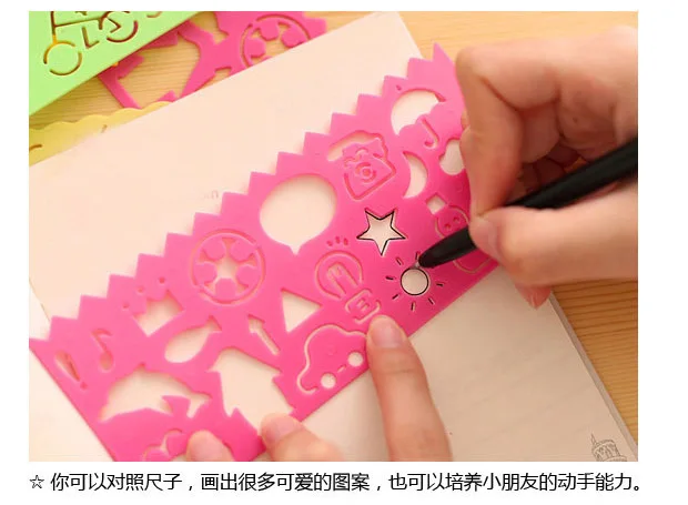 4PCS New Candy Color Lovely Art Graphics Symbols Drawing Template Ruler Student Kids Stencil Rule Stationery Supplies | Канцтовары для