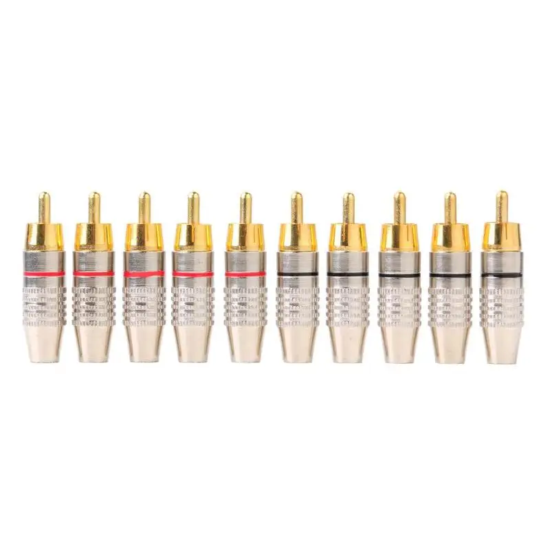 

10pcs RCA Soldering Connector Audio Video Plug DIY RCA Speaker Adapter Plug Speaker Terminal Video Locking Cable rca Stecker