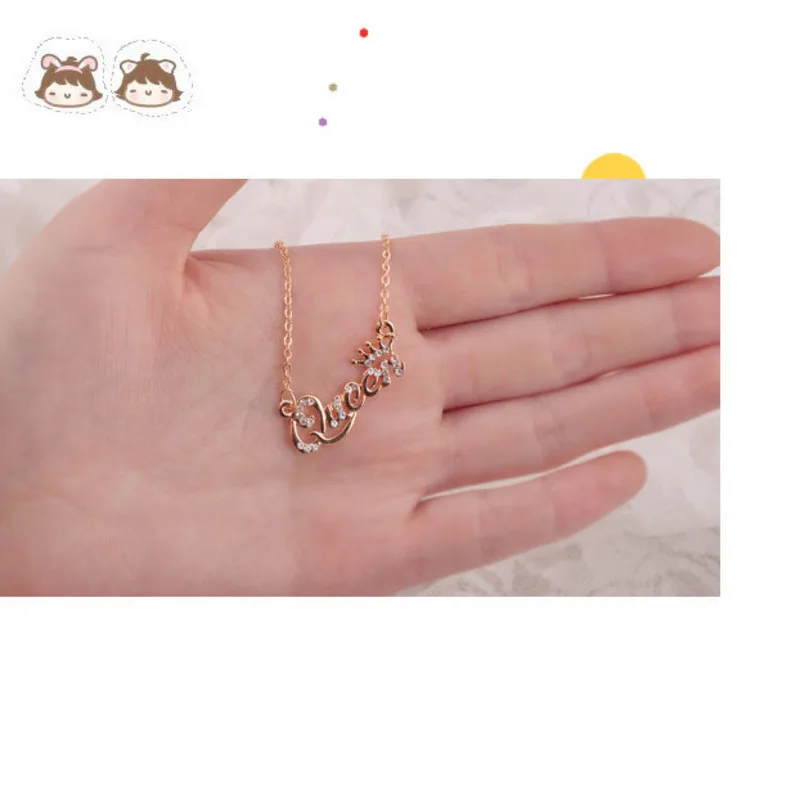 Luxury Gold Silver Color Queen Princess Crown Chain Necklace Zircon Crystal Women Fashion Jewelry Birthday Present M13 | Украшения и