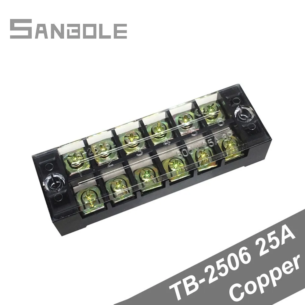 

TB-2506 медная TB серия фиксированного типа Соединительная пластина 25A 6 Положение двухрядная полоса барьер клеммный блок (10 шт)