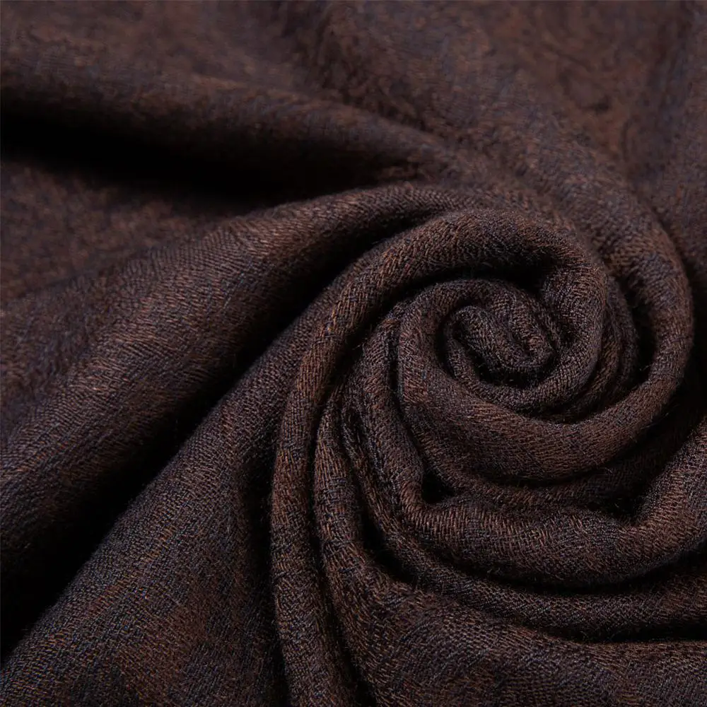 Pashimina Silk Paisley Scarf Classic Winter Jacquard Warp Spring Autumn Shawl Cashmere Hijab Long 2 Tones Soft Large Brown Black |