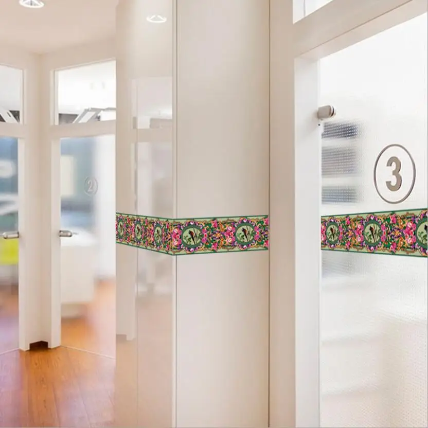 Самоклеящиеся обои с винтажными цветами и птицами водостойкие ПВХ для ванной