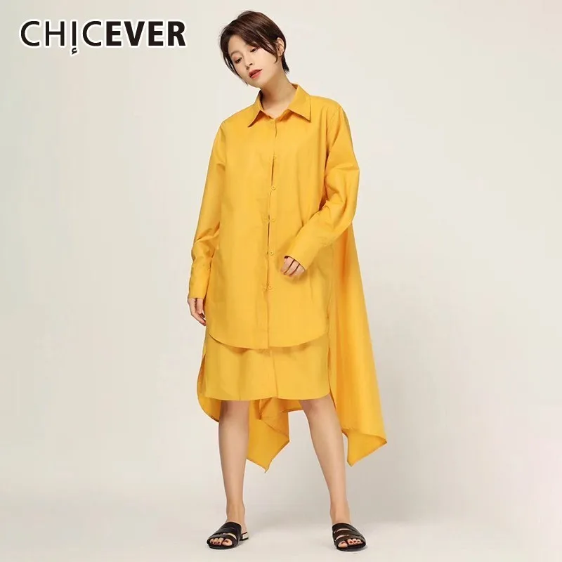 CHICEVER/Весенняя повседневная женская рубашка платье с квадратным вырезом и