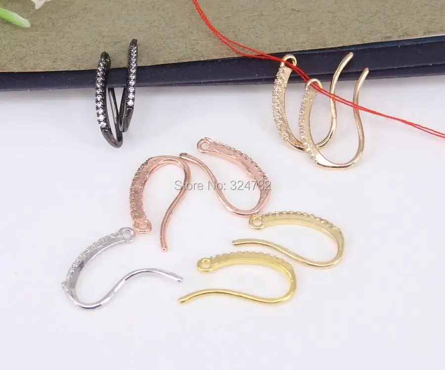 20pcs Micro Pave CZ Pendant Bails Hooks Earring One Touch Earrings Jewelry | Clip