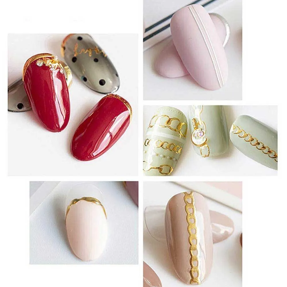 3PCS Rose Gold Silver 3D Nail Sticker Curve Stripe Lines Nails Stickers Adhesive Striping Tape Art Decals | Красота и здоровье