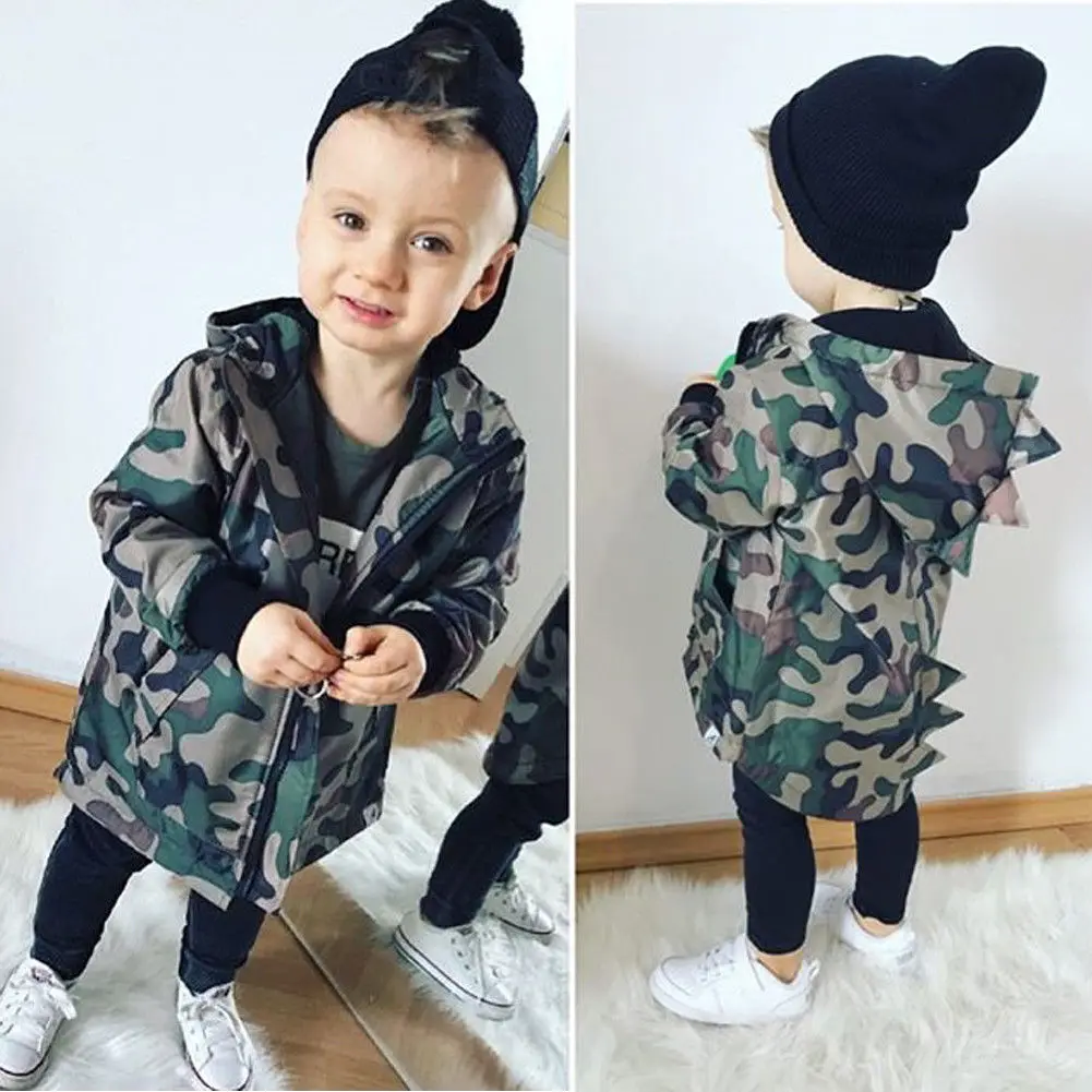Новинка 2019 детская одежда Pudcoco с капюшоном в виде динозавра верхняя на молнии
