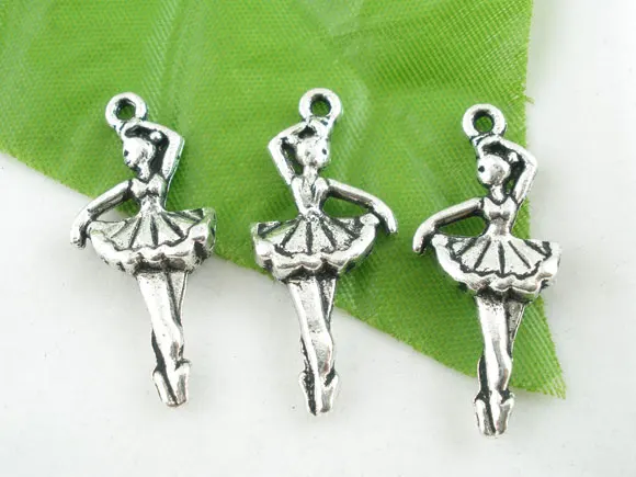 Lovely 20PCs Silver Color Dancing Girl Charms Pendants 31x13mm (B02100) | Украшения и аксессуары