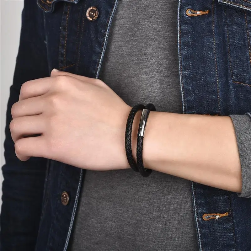 OBSEDE Модные мужские ювелирные изделия браслет из натуральной кожи магнитный со