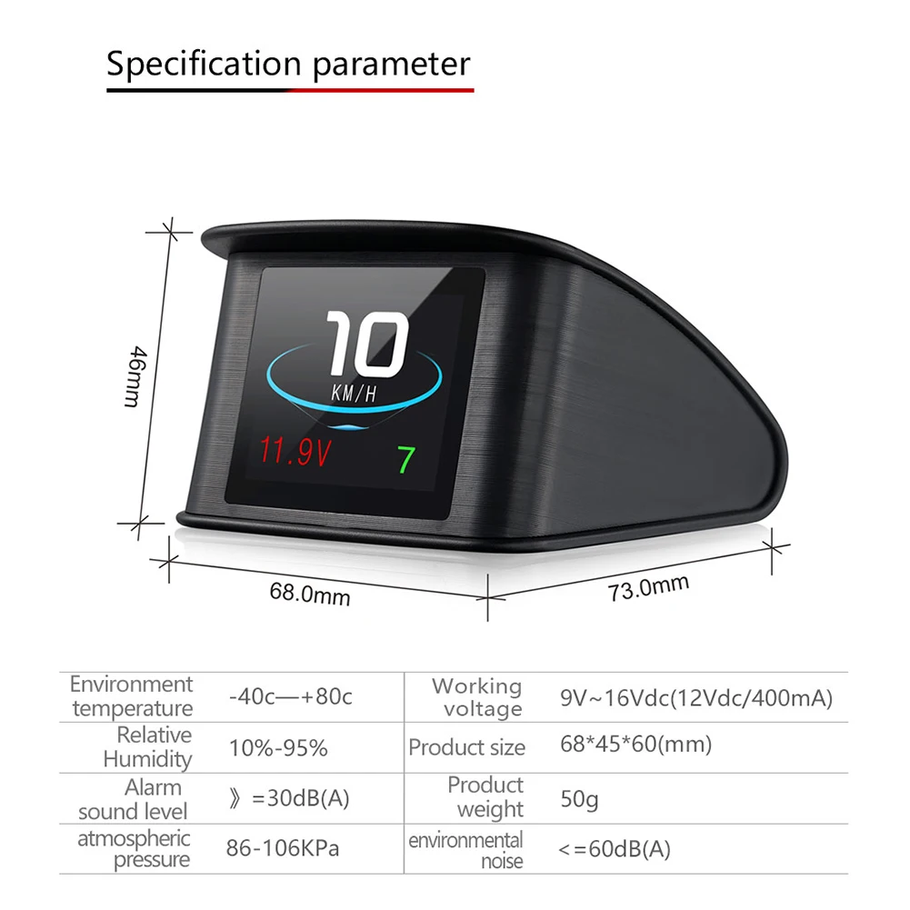 Универсальный Автомобильный цифровой дисплей HUD тестер скорости тормоза GPS