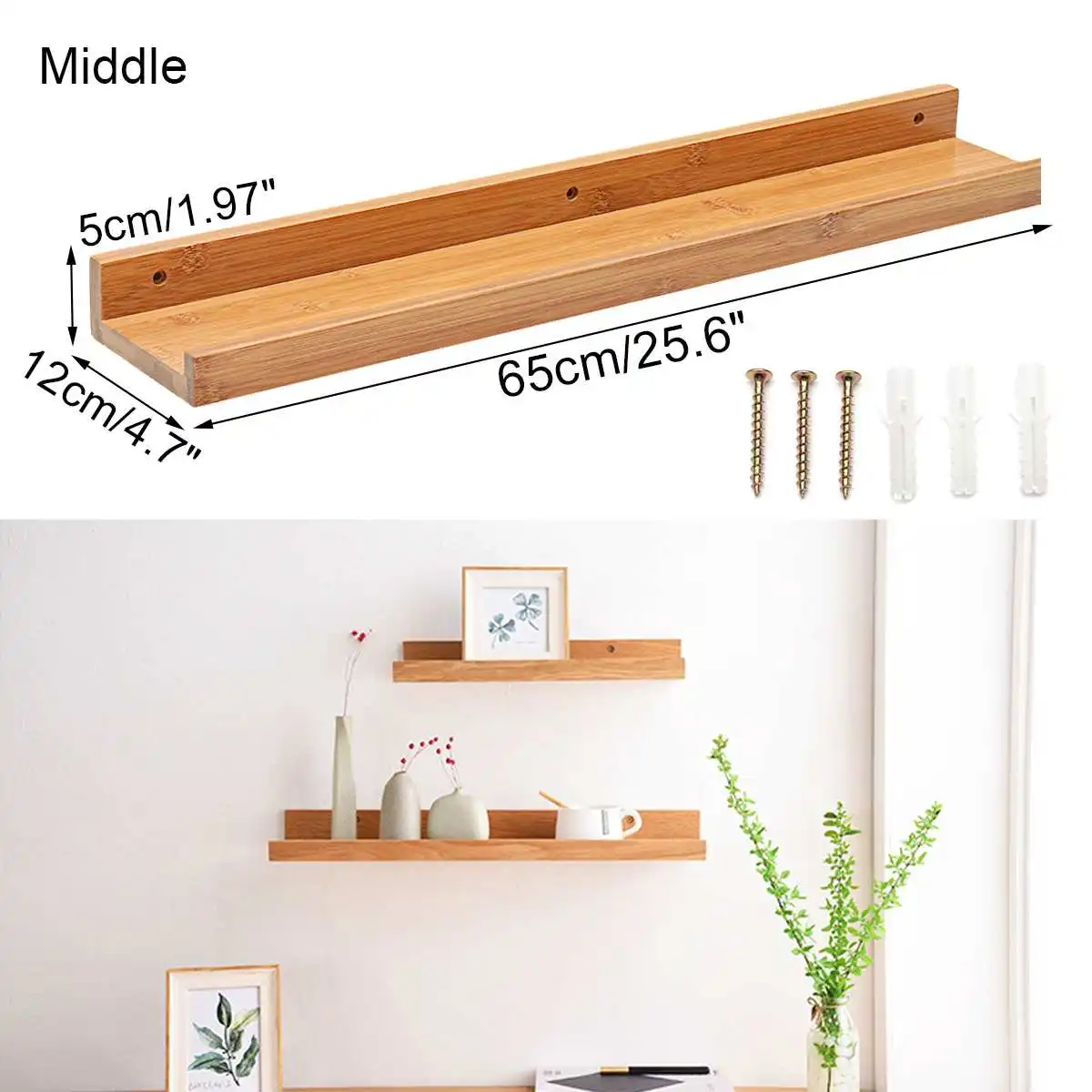 

Floating Wall Mounted Storage Wood Shelf Hanger Rack Home Decor Holder Art for Rack Home Decor