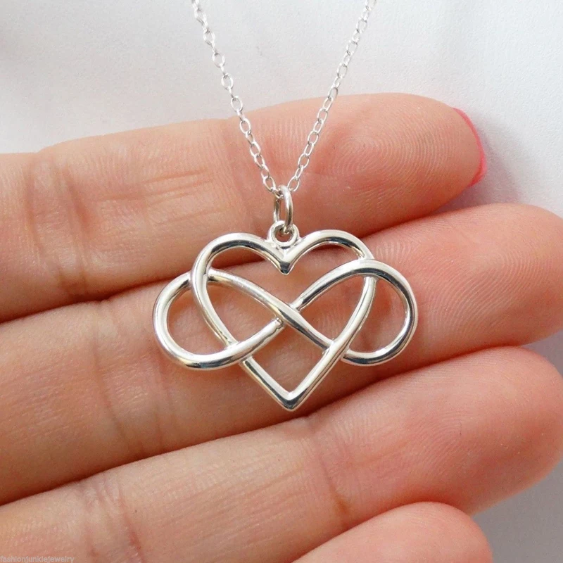 Модное женское ожерелье с подвеской Infinity Love серебряное покрытие|Ожерелья