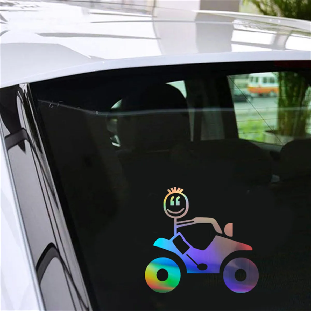 Виниловый стикер Cartooon Riding a Motorcycle для автомобильного окна|Наклейки на автомобиль|