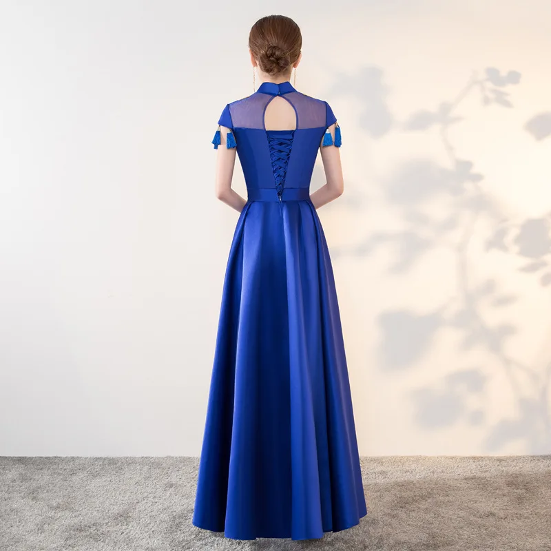 Вечерние платья Qipao с вышивкой Длинные китайские свадебные платья-Ципао