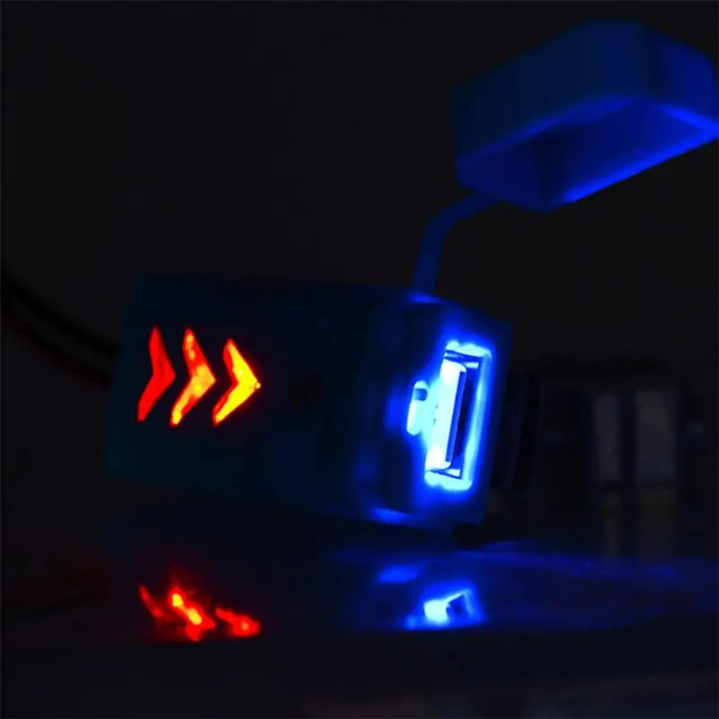 2.1A USB зарядное устройство Автомобильный мотоцикл синий светодиодный адаптер для