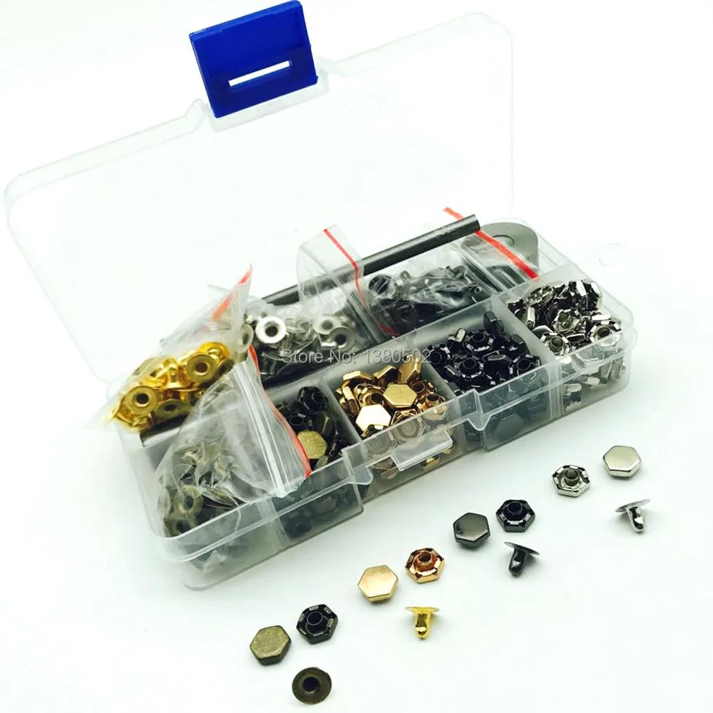 

Top Quality Hexagon 8mmMix Color Double Cap Rivets 200sets and 3 sets Supporting Tool Sewing Accessories
