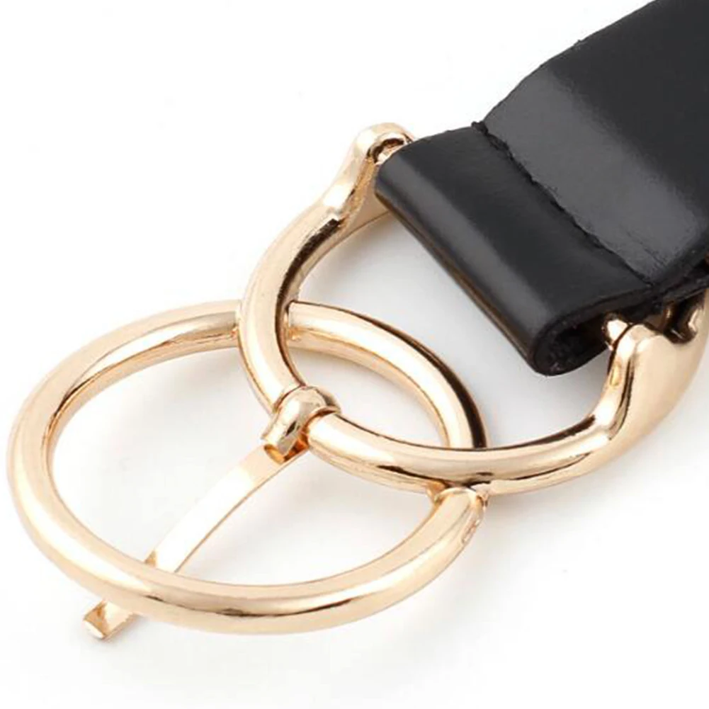 

hot sale Women Double Ring Belt Gold Buckle Waist Belts For Lady Jeans Skinny Thin Leather Straps High Quality Cinturon Mujer