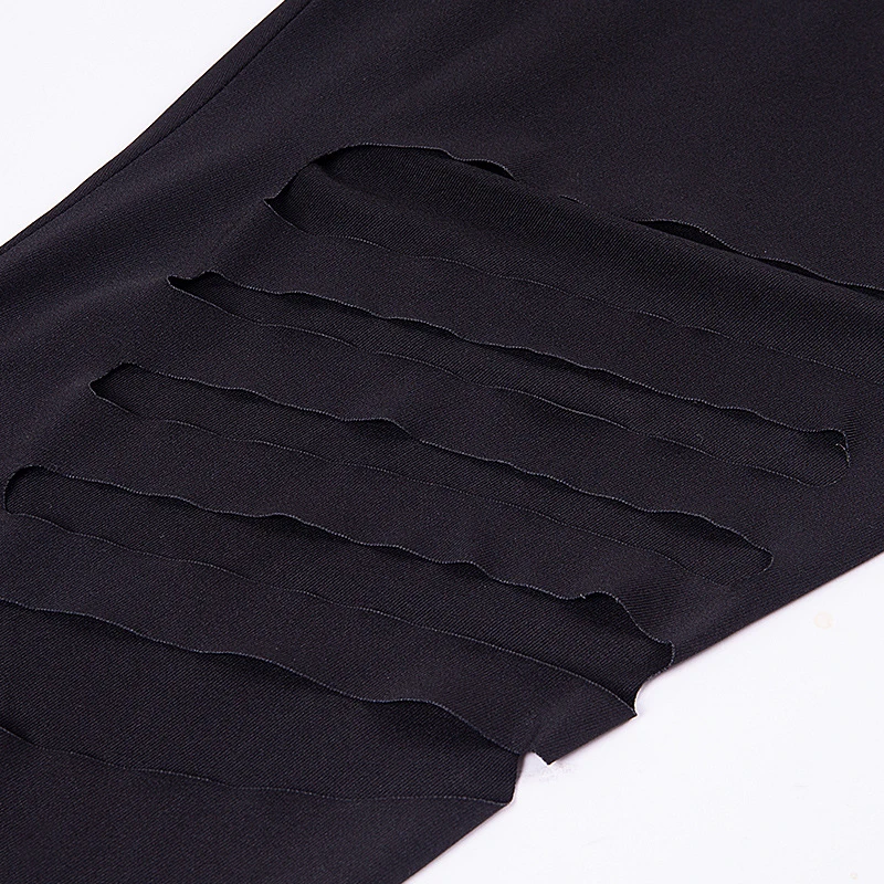 Women Sexy Cutout Leggings Black Slim Pants Casual Trousers Legging | Женская одежда