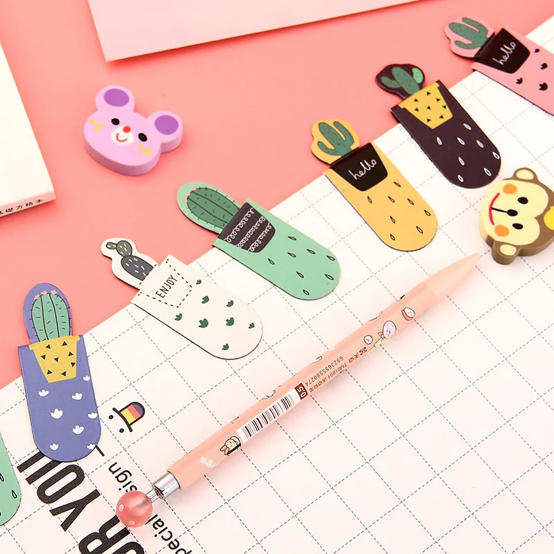 3 шт. милые кактус закладки Kawaii Новинка Магнитная Книга маркеры для обувь девочек