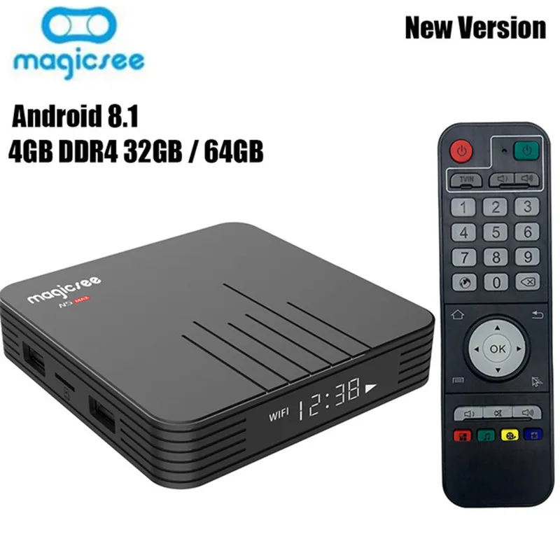 ТВ приставка MAGICSEE N5 Max Android 9 0 телевизионная коробка с Bluetooth 4G DDR4 32G/64G EMMC 2 4 ГГц 5