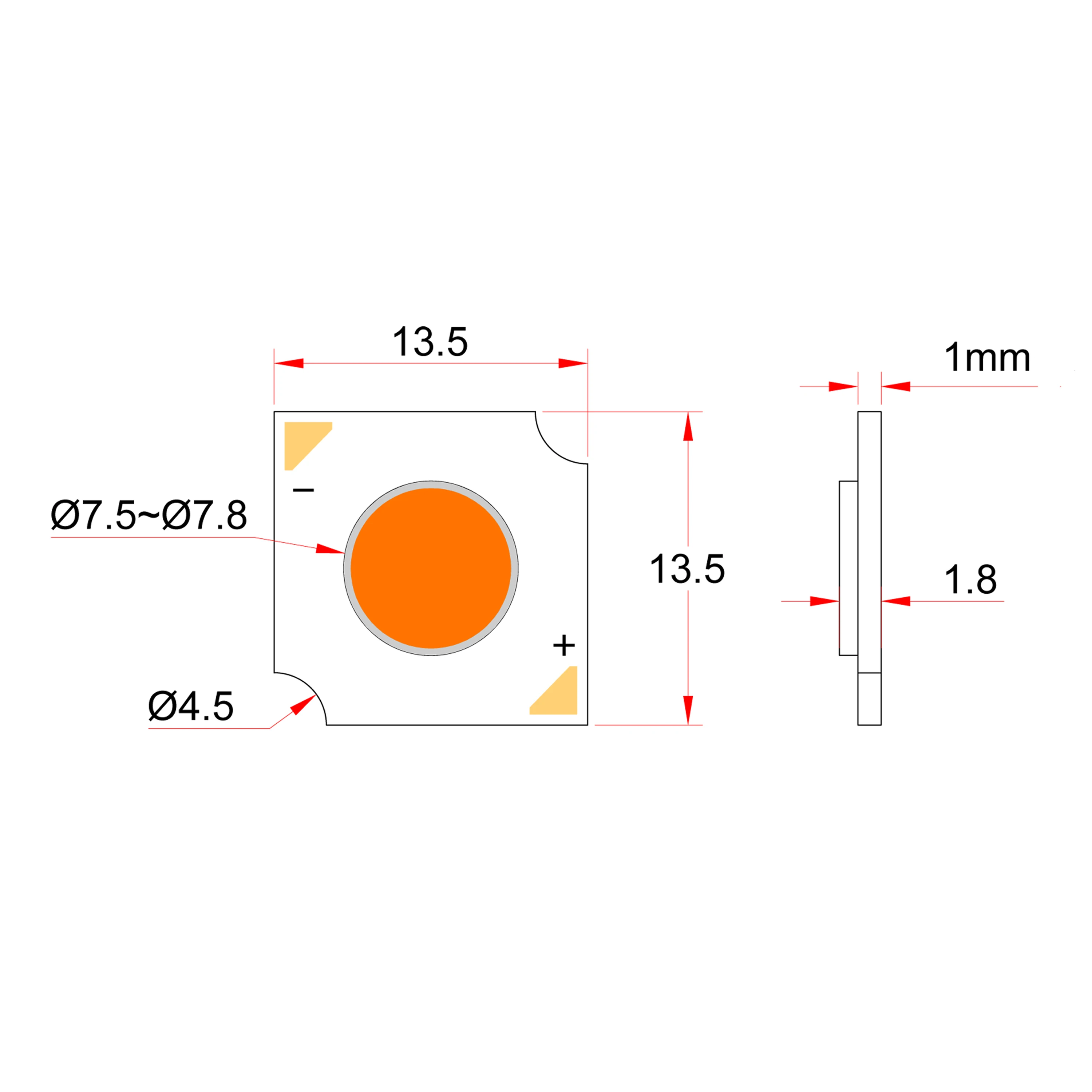 Светодиодный светильник квадратный 13 5 мм | Лампы и освещение