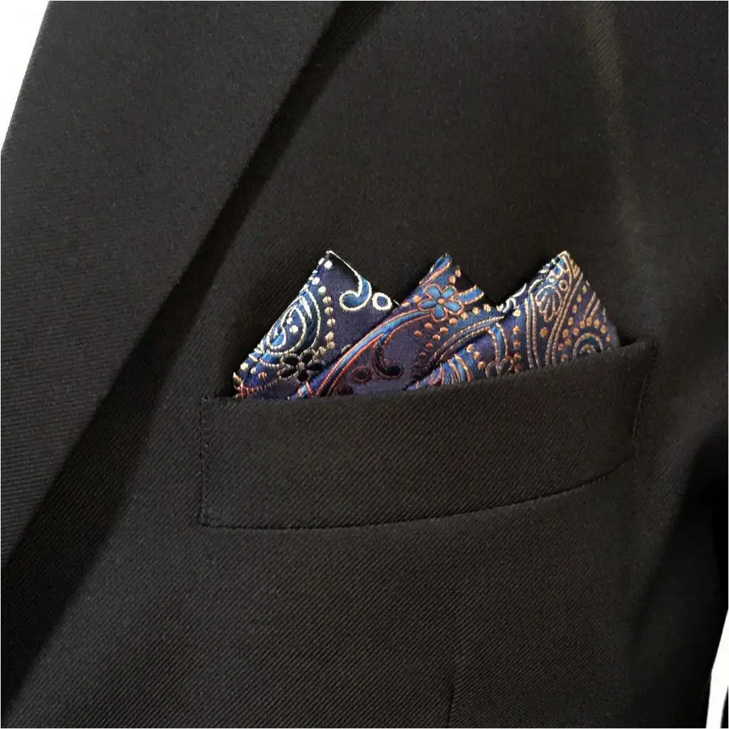 BH26 Brand New Mens Pocket Square Navy Multicolor Paisley Silk Dress Wedding Fashion Hanky 12.6&quot | Аксессуары для одежды