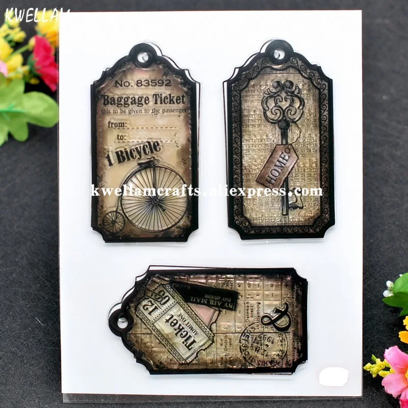 Ярлык для багажа билета домой скрапбукинга DIY фото карты резиновый чистый штамп