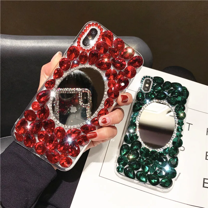 Чехол со стразами для макияжа Iphone X XR Xs Max 6 7 8 plus Алмазный чехол Kilifi 5 зеркальный