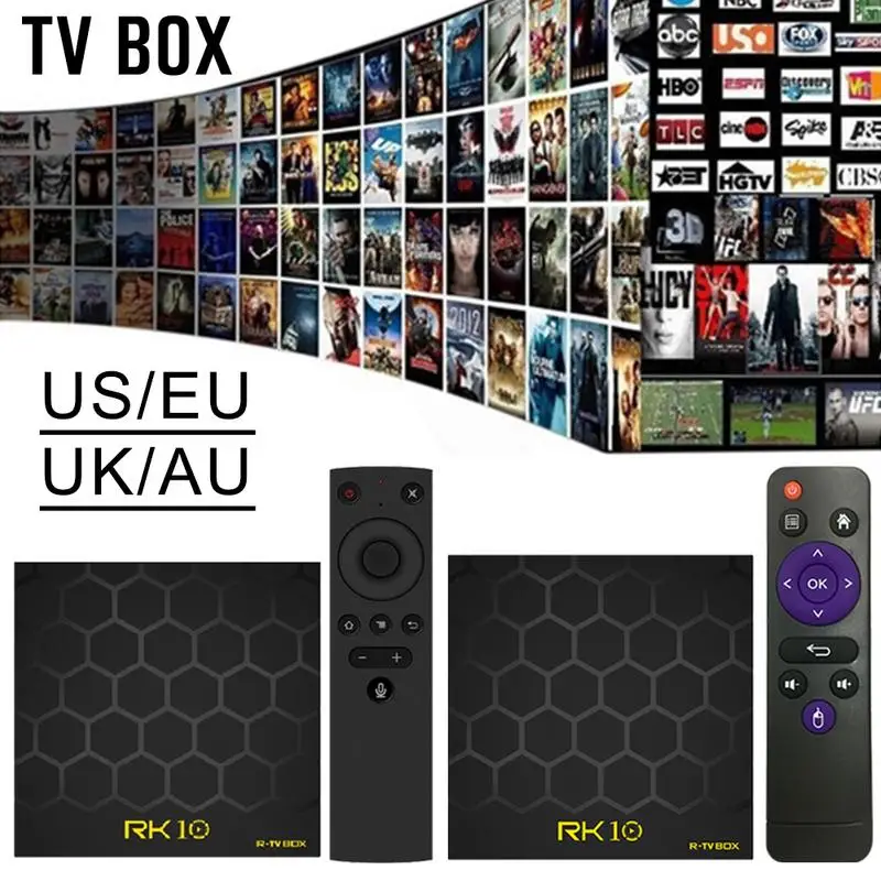 R tv BOX RK10 сетевой плеер RK3328 четырехъядерный A53 Android 7 1 Smart Box 2G + 16G voiccontrol пульт
