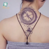 rocooart 2115cm vintage compass large tatoo sticker classical black white factory design cool temporary tattoo stickers