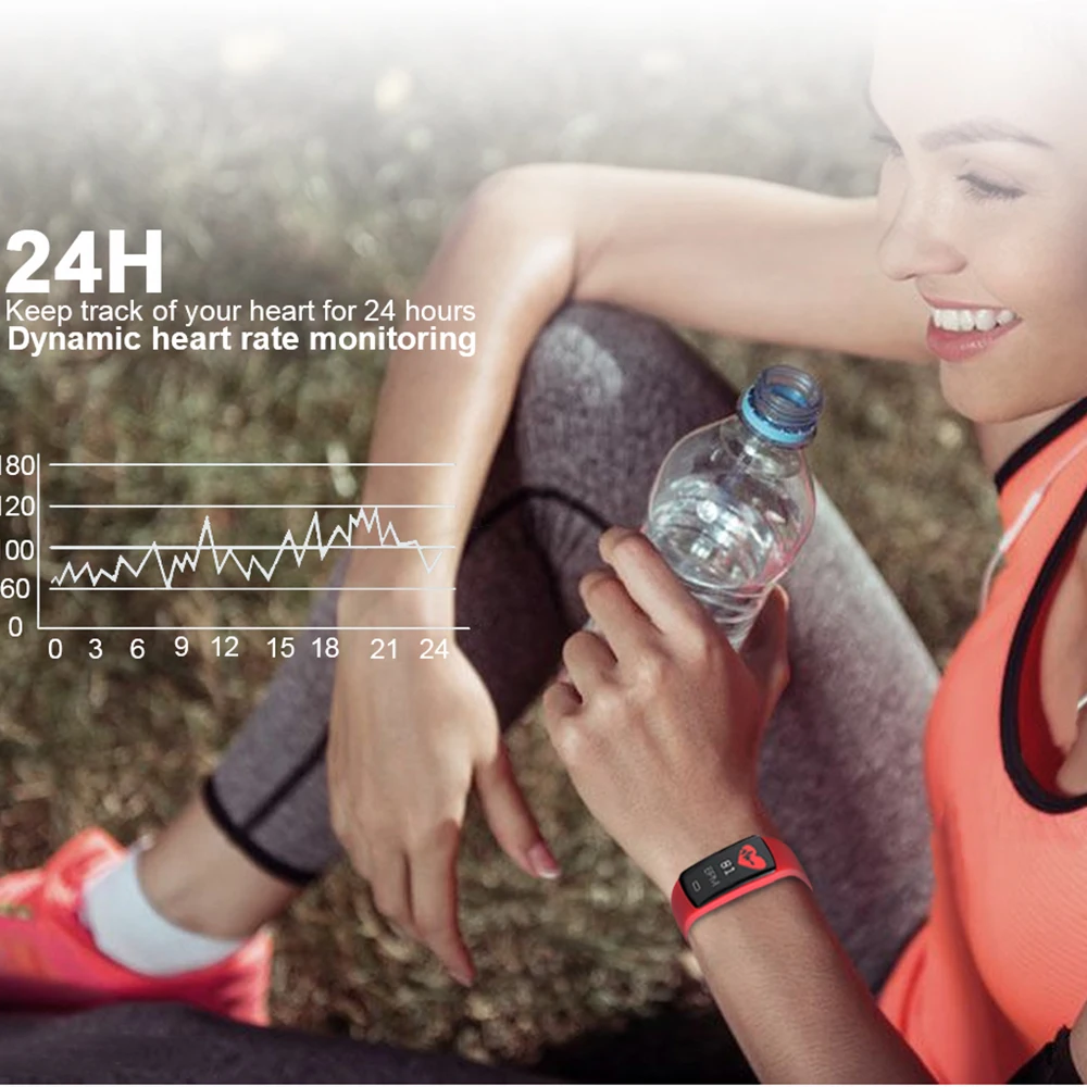 Водонепроницаемый Smart Браслет Heart Rate крови Давление будильник нажмите сообщение