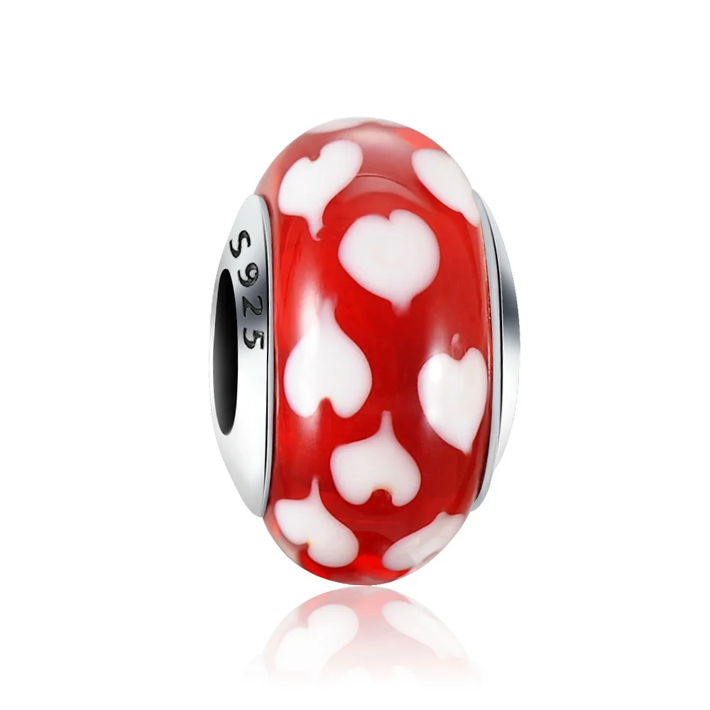 Devolove сердце узор муранский бисер кошачий глаз Pandora браслет 925 пробы серебряные