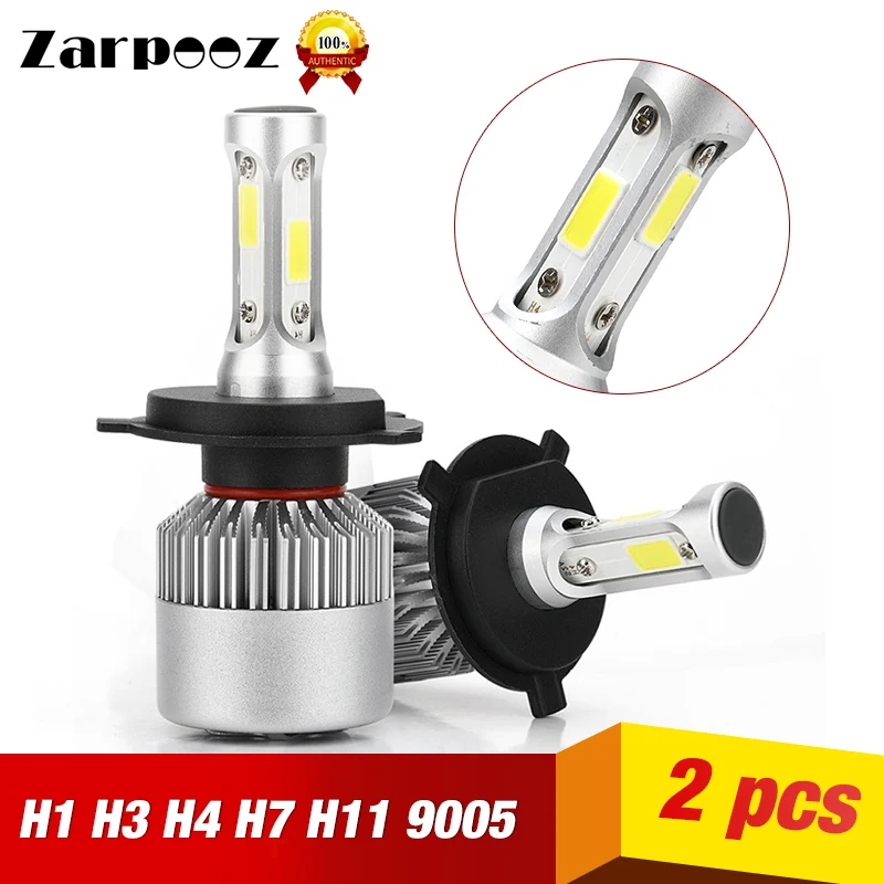 Zarpooz 2 шт. 12 В Автомобильные фары H4 светодиодный H1 H3 H7 H8 H9 H11 880 881 9004 9005 9006 9007 72 Вт 8000LM