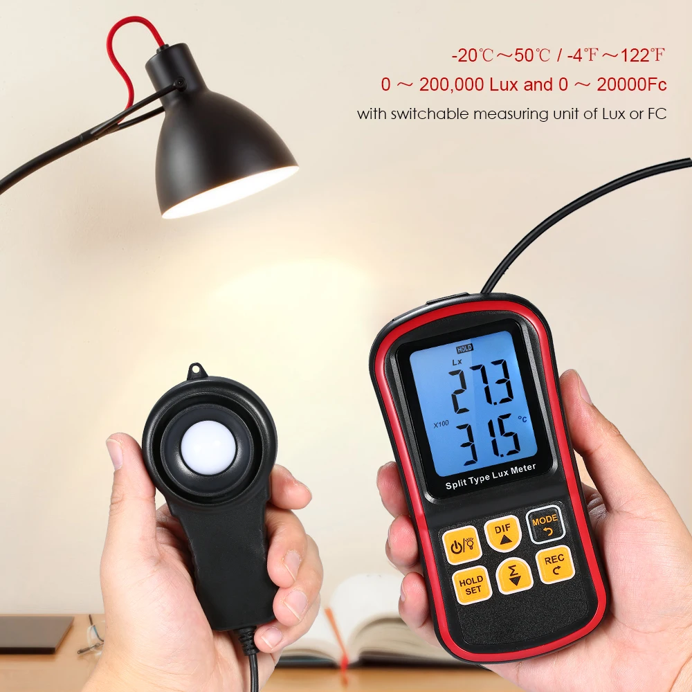 Цифровой измеритель люкс BT фотометр Luxmeter раздельного типа ЖК ручной осветитель