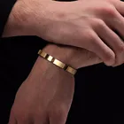 Однотонные золотистые плоские браслеты-манжеты 6 мм 8 мм для мужчин