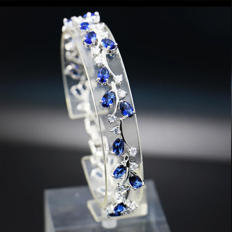 925 Silver Jewelry Green Wedding Bracelets For Women AAA Cubic Zirconia Bridal | Украшения и аксессуары