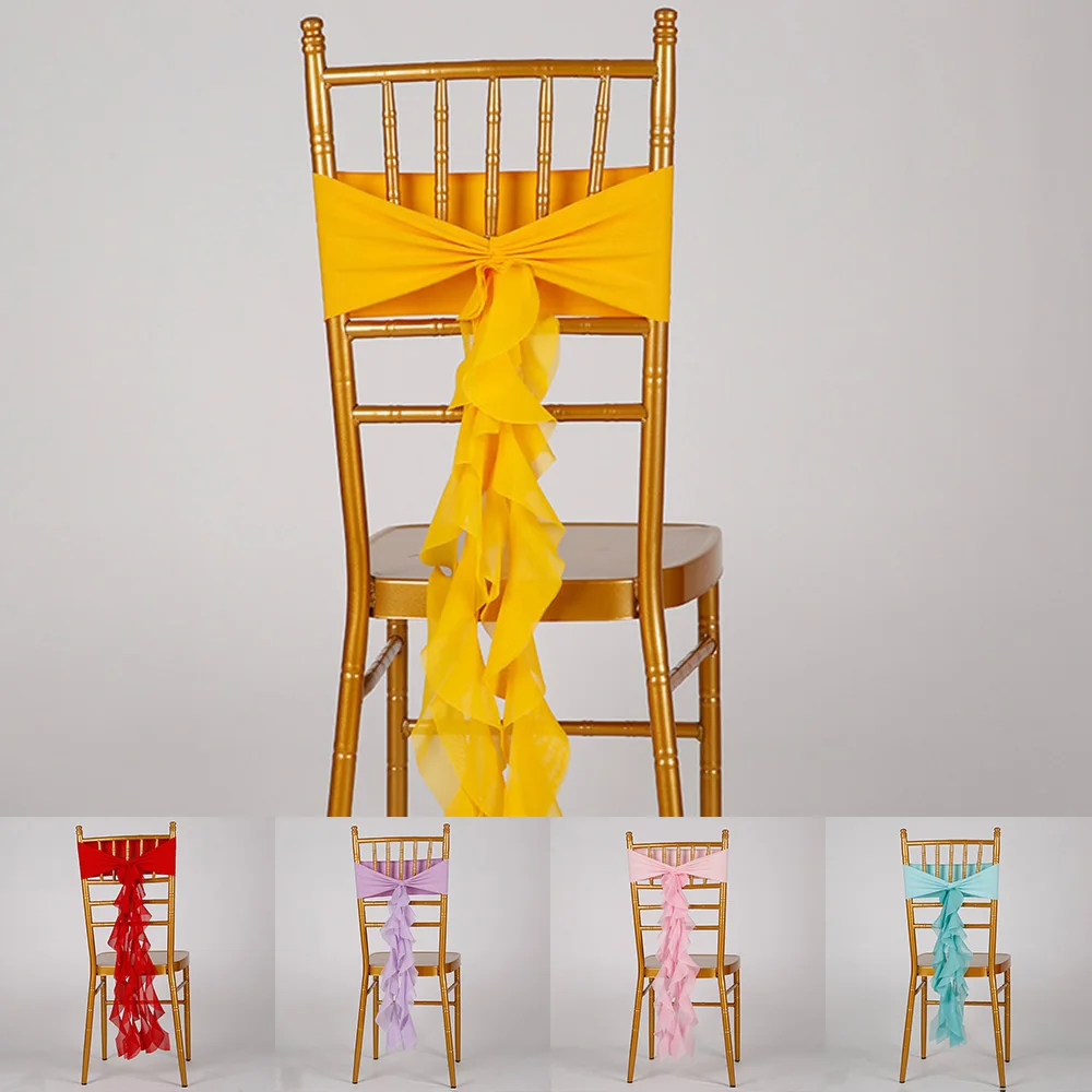 Чехол для стула эластичная лента на стул с бантом и воланом повязка спинку