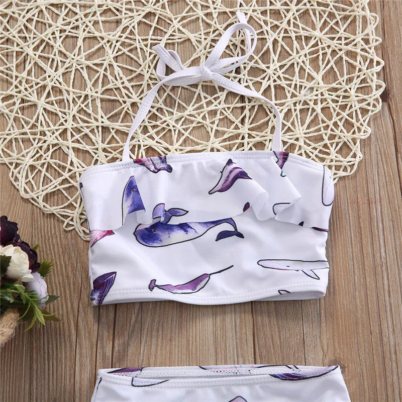 2018 новый детский комплект бикини для маленьких девочек топ с принтом маленькой