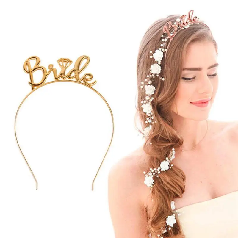1pc Bride Bridesmaid Crown Tiara Headband Wedding Engagement Party Supplies Elegant Fashion Golden Girls Crowns S3 | Дом и сад