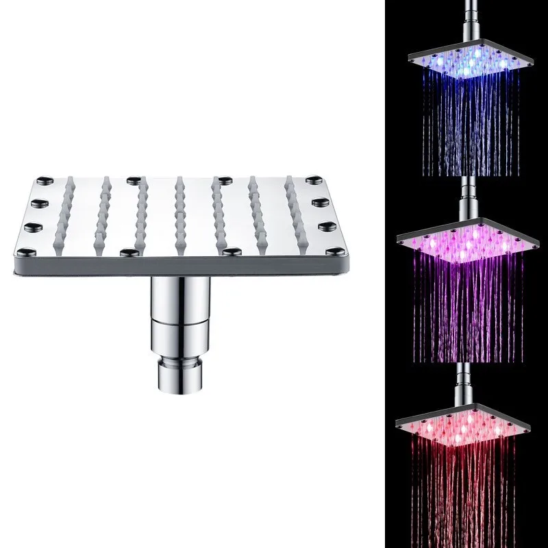 3 Colors LED Auto Changing Rain Shower Square Head Light Home Water Bathroom chuveiro do banheiro ducha pommeau douche douchekop |