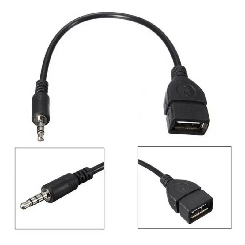 Для автомобильного адаптера кабеля 3 5 мм штекер аудио AUX разъем к USB 2 0 Тип A гнездо