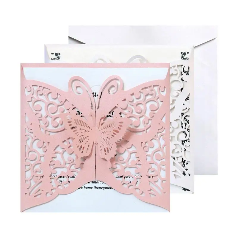 10 шт полые бабочка свадебных пригласительных билетов бумага карты и крышка
