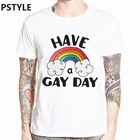 Стильная Футболка с принтом have gay day LGBT pride, летняя футболка с рукавами-шортами радужного цвета, футболки с графическим принтом для ЛГБТ