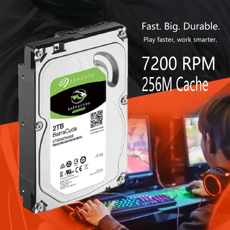 Жесткий диск Seagate 2 ТБ внутренний жесткий HDD для настольного компьютера 2000 Гб 7200