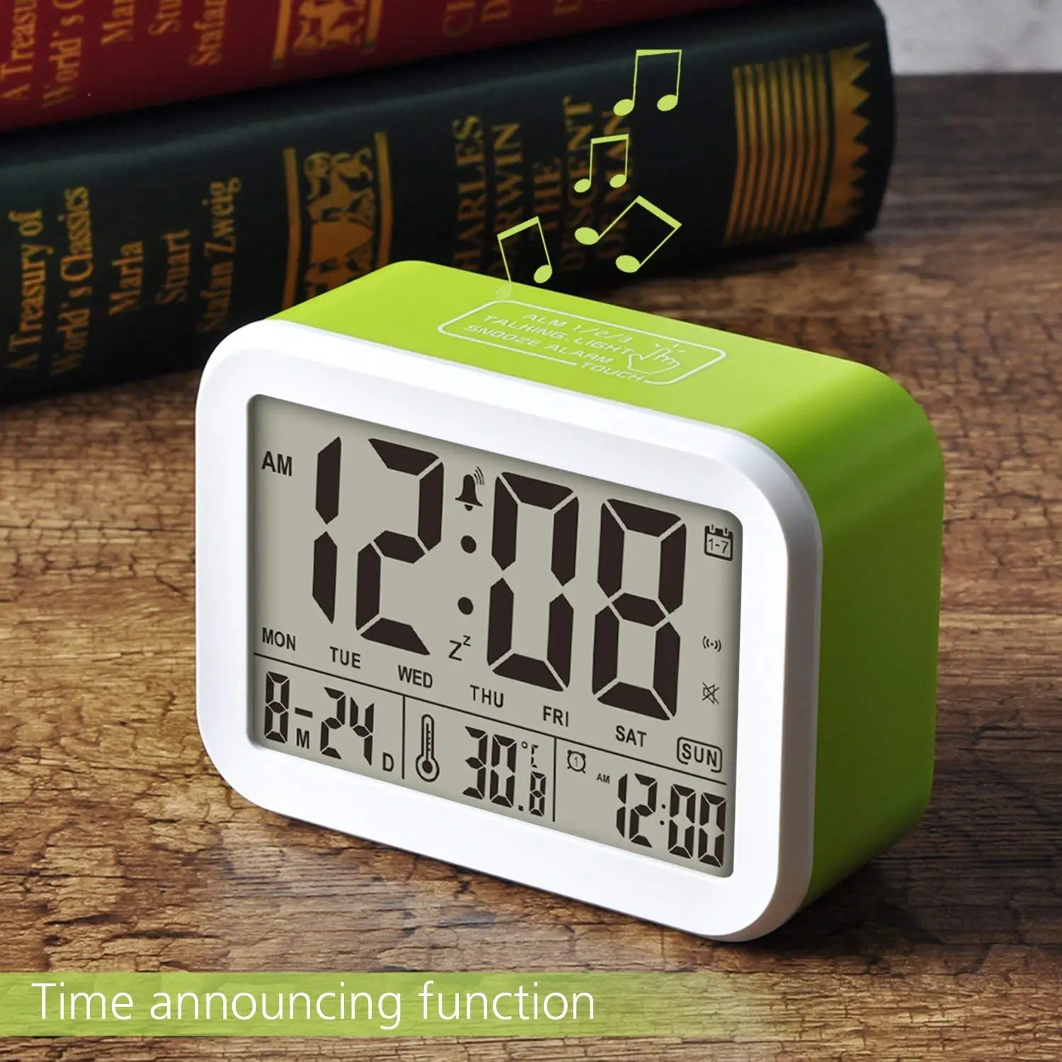 Digital Alarm Clock Talking 3 Alarms Intelligent Optional Weekday Noctilucent And Snooze Function Month Date T | Дом и сад