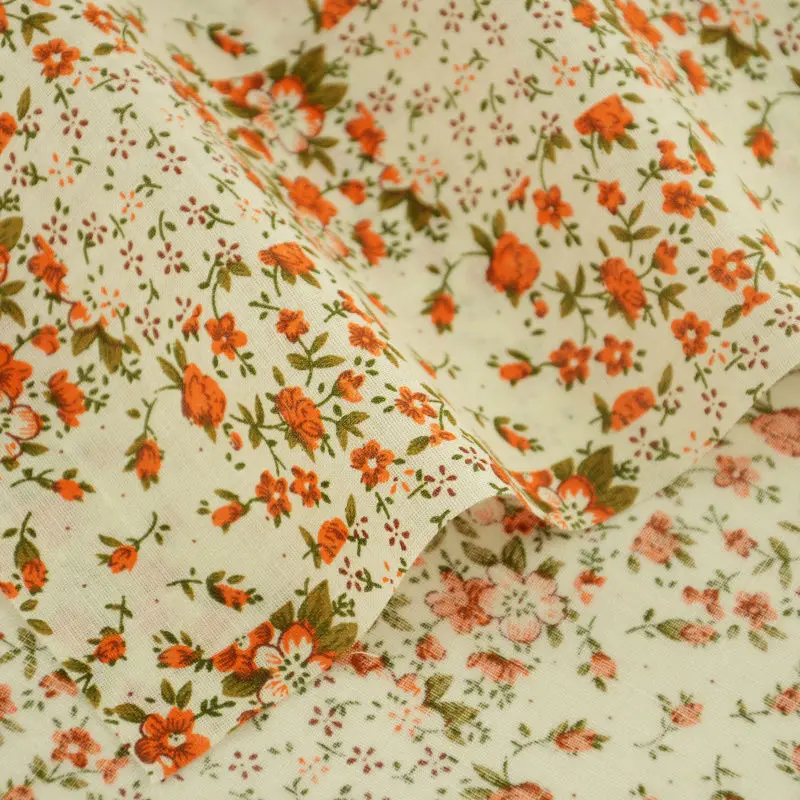Orange Flowers Design Restoring Ancient Ways Cotton Plain Fabric Clothing Patchwork Art Work Telas Tecido Tissue Curtain Sewing|flower bulbs free