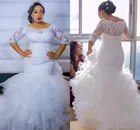 Женское свадебное платье, кружевное платье с полурукавом, модель 2022