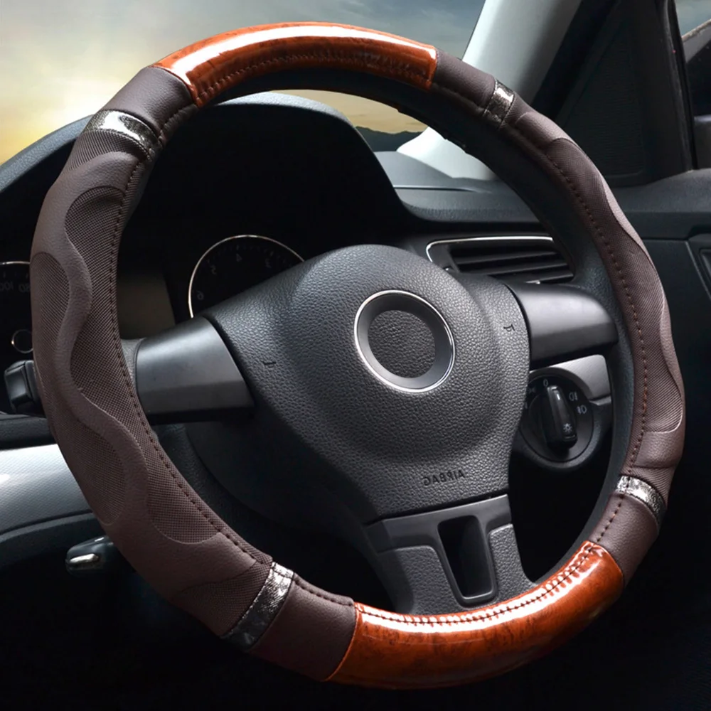 Универсальный чехол рулевого колеса автомобиля из искусственной кожи 2 вида